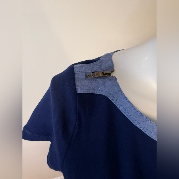 Lauren Ralph Lauren Navy Blue Zipper Cap Sleeve Boat Neck Women's M - Picture 3 of 8